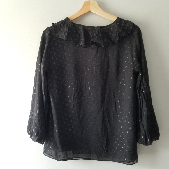 Lilly Pulitzer Olenna Silk Metallic Black Top XS - Picture 12 of 12